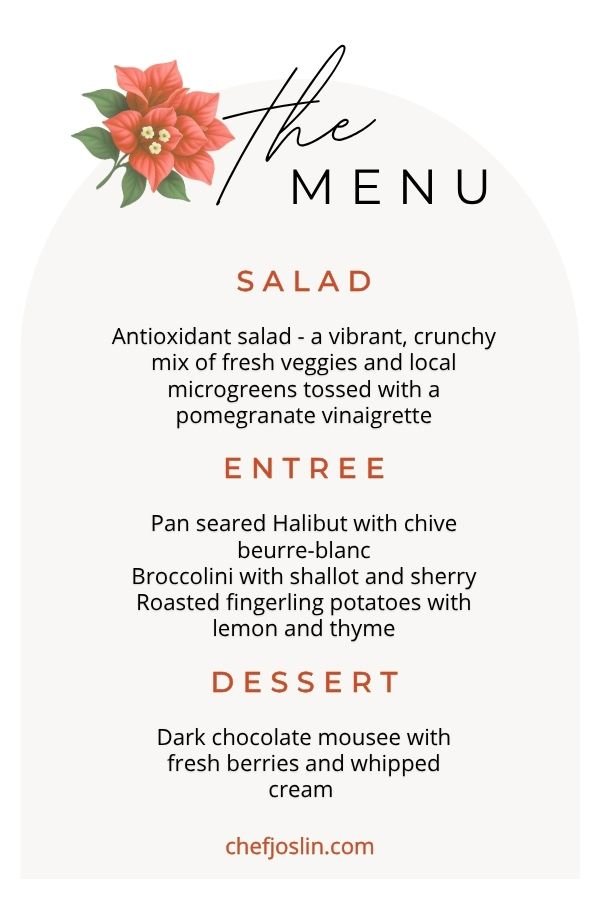 Chef Joslin Halibut Menu